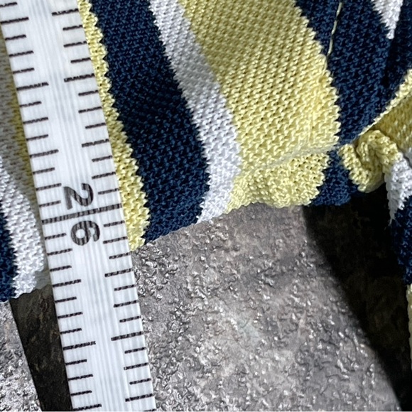 Nicklaus Performance Men's XL Yellow Navy Striped Polo Shirt Short Sleeve - Picture 6 of 7